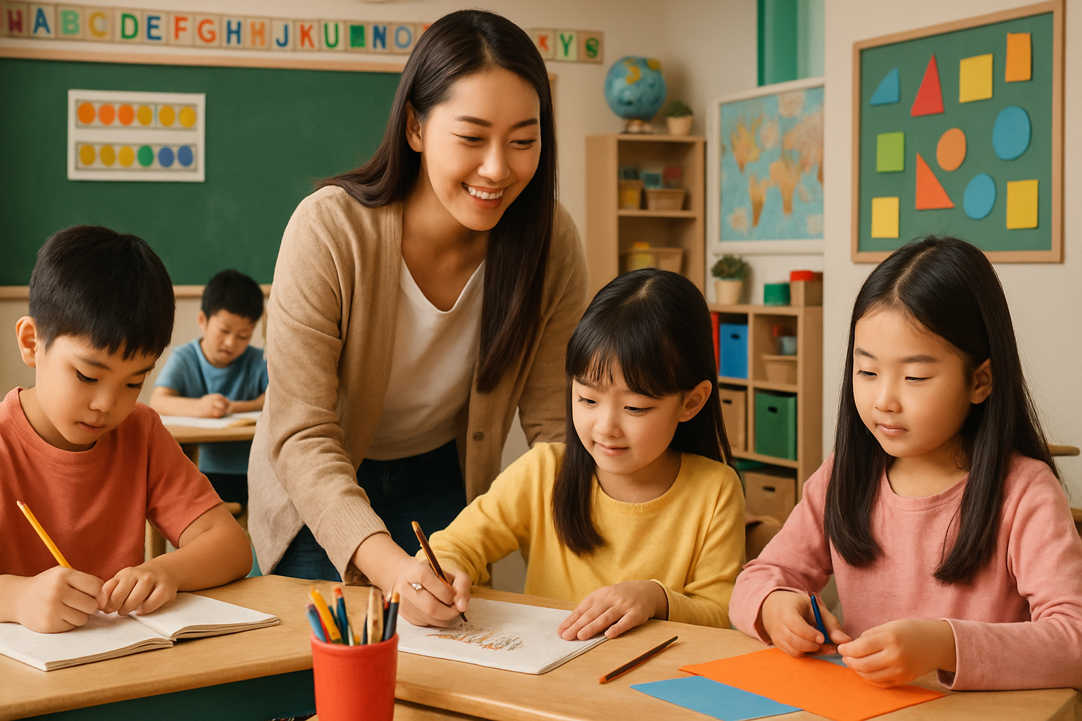 Teacher teaching students in a classroom